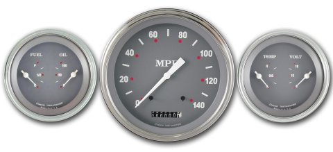 Classic Instruments SG Series Gauge Sets SG64SLF Gauges, SG, Speedometer, Water Temperature, Oil Pressure, Fuel Level, Voltmeter, Gray Face, Analog, Set of 3