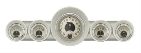 Classic Instruments 1959-60 Chevy Package Gauge Sets CH59AN65 Gauges, All-American Nickel Style, Speedometer, Tach, Water Temperature, Nickel Face, Analog, Chevy, Kit