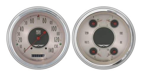 Classic Instruments 1951-53 Chevy Package Gauge Sets CH51AN52 Gauges, All-American Nickel, Speedometer, Oil Pressure, Fuel Level, Voltage, Nickel Face, Analog, Chevy, Kit