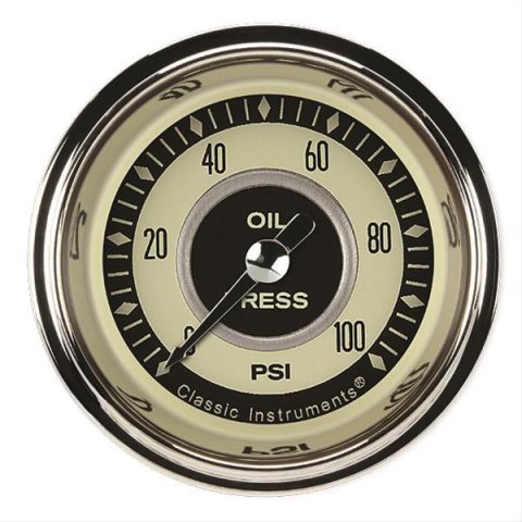 Classic Instruments Nostalgia VT Series Gauges NT181SHC Oil Pressure Gauge, NOSTALGIA 2" OIL PRES 100psi FULL SWEEP