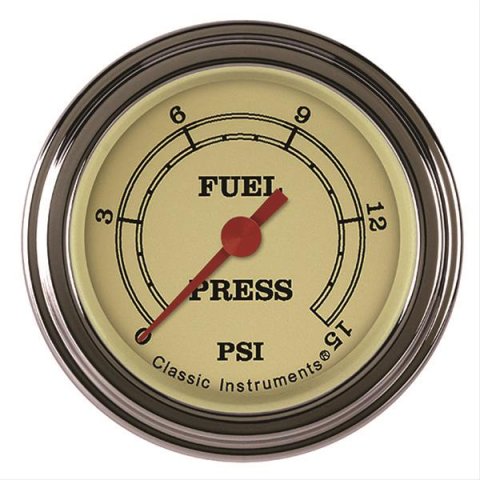 Classic Instruments Vintage Series Gauges VT145SLF Fuel Pressure Gauge, VINTAGE 2" FUEL PRS 15psi ELECTRIC, FULL SWEEP