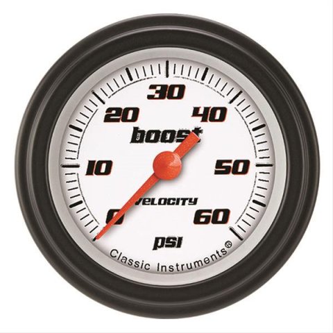 Classic Instruments Velocity Series Gauges VS143WBLF Boost Gauge, VELOCTY WHT 2" BOOST, 60psi ELECT, FULL SWEEP