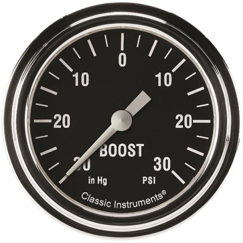 Classic Instruments Hot Rod Series Gauges HR341SLF Gauge, Series, Boost/Vacuum, 30 in. Hg/30 psi, 2 5/8 in., Analog, Electrical, Each