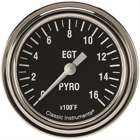 Classic Instruments Hot Rod Series Gauges HR398SLF Gauge, Series, EGT/Pyrometer, 0-1600 degrees F, 2 5/8 in., Analog, Electrical, Each