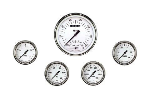 Classic Instruments White Hot Series Gauge Sets WH365SLF Set, Hot, 4 5/8 in. Tachometer, Speedometer, 2 5/8 in. Fuel, Oil, Temp, Volts, Set of 5