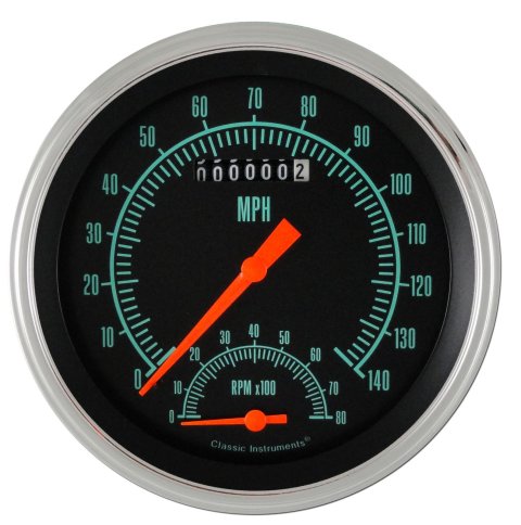 Classic Instruments G-Stock Series Gauge Sets GS50SLC Gauge, Series, Dual, Speedometer, Tachometer, 5 in., Black Face, Analog, Electronic, Each