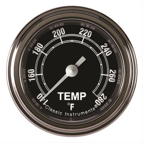 Classic Instruments Traditional Series Gauges TR126SLF-08 Gauge, Analog, Series, Water Temp, 140-280 Degrees F, 2 1/8 in. Diameter, Black Face, Full Sweep, Each