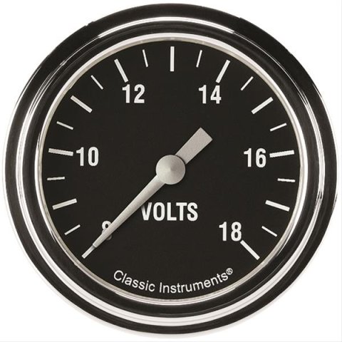 Classic Instruments Hot Rod Series Gauges HR330SLF Gauge, Series, Voltmeter, 8-18 V, 2 5/8 in., Analog, Electrical, Each