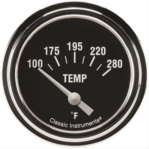 Classic Instruments Hot Rod Series Gauges HR226SLF-06 Gauge, Series, Water Temperature, 100-280 degrees F, 2 5/8 in., Analog, Electrical, Each