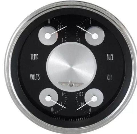 Classic Instruments All-American Tradition Series Gauges AT31SLC Gauge Kits, Series, Analog, Fuel Level, Oil Pressure, Volts, Water Temp., 4 5/8 in., Black/Silver Face, Silver Numbers, Each