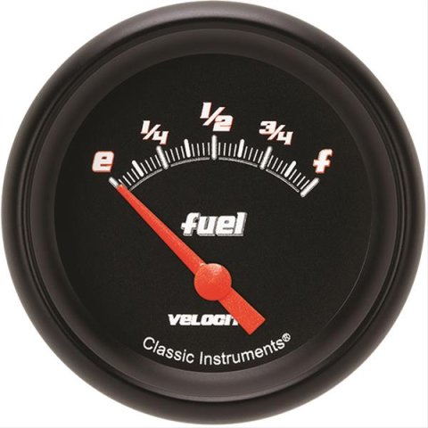 Classic Instruments Velocity Series Gauges VS209BBPF Gauge, Black Series, Fuel Level, Empty/Full, 240 Ohms/33 Ohms, 2 5/8 in., Performance Bezel, Analog, Electrical, Each