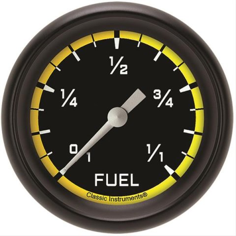 Classic Instruments Auto Cross Yellow Series Gauges AX309YBPF Gauge, Series, Performance Bezel, Fuel Level, Empty/Full, Programmable, 2 5/8 in., Analog, Electrical, Each