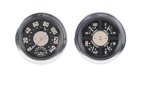 Classic Instruments 1954-55 Chevy Truck Package Gauge Sets CT54OE62 Gauges, Speedometer, Tachometer, Water Temperature, Fuel Level, Voltmeter, Oil Pressure, Beige Face, Analog, GMC, Kit