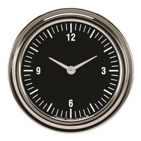 Classic Instruments Hot Rod Series Gauges HR92SLC Gauge, Series, Clock, 12 hours, 2 5/8 in., Black Face, Curved-style Lens, Analog, Each