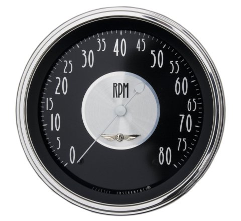 Classic Instruments All-American Tradition Series Tachometers AT71SLC Tachometer, Analog, 0-8,000 RPM, 5 in. Diameter, Black Face, Polished Bezel, Electrical, Each