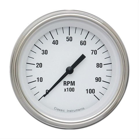 Classic Instruments White Hot Series Tachometers WH10SLF Gauge, Series, Tachometer, 0-10,000 rpm, 3 3/8 in., Face, Analog, Electrical, Each