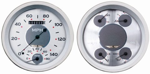 Classic Instruments 1947-53 Chevy Pickup Package Gauge Sets CT47AW62 Gauges, All-American Original, Speedometer, Tach, Oil Pressure, Fuel Level, Silver Face, Analog, Chevy, Kit