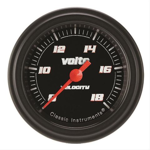 Classic Instruments Velocity Series Gauges VS130BBLF Volt Gauge, VELOCTY BLK 2" VOLT FULL SWEEP