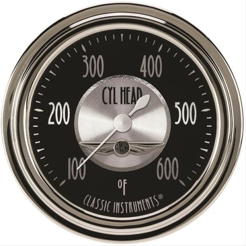 Classic Instruments All-American Tradition Series Gauges AT397SLC Gauge, Analog, Series, Cylinder Head Temp, 100-600 Degrees F, 2 5/8 in. Diameter, Black Face, Full Sweep, Each