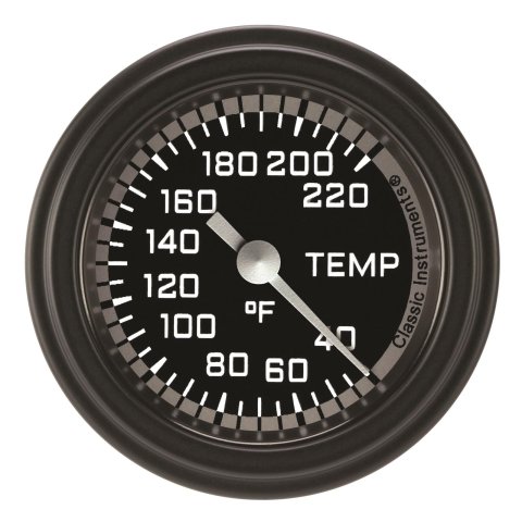 Classic Instruments Auto Cross Gray Series Gauges AX129GBLF Gauge, Stock Eliminator, Water Temp, 2 1/8 in., Black/Gray Face, Analog, Electrical, Each