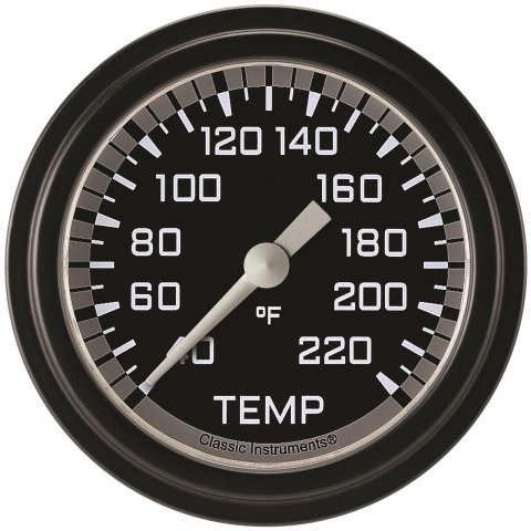 Classic Instruments Auto Cross Gray Series Gauges AX329GBLF Gauge, Stock Eliminator, Water Temp, 2 5/8 in., Black/Gray Face, Analog, Electrical, Each