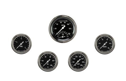 Classic Instruments Hot Rod Series Gauge Sets HR335SLF Set, Rod, 3 3/8 in. Speedometer Tachometer, 2 5/8 in. Fuel, Oil, Temp, Volts, Set of 6