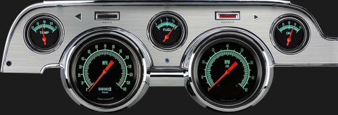 Classic Instruments 1967-68 Mustang Package Gauge Sets MU67DGSBA Kit, G-Stock, Info Screen, Ford, Mustang, 1967-1968, Brushed Aluminum Bezel, Speedometer, Tach, Fuel Level, Oil Pressure, Water Temp, Kit