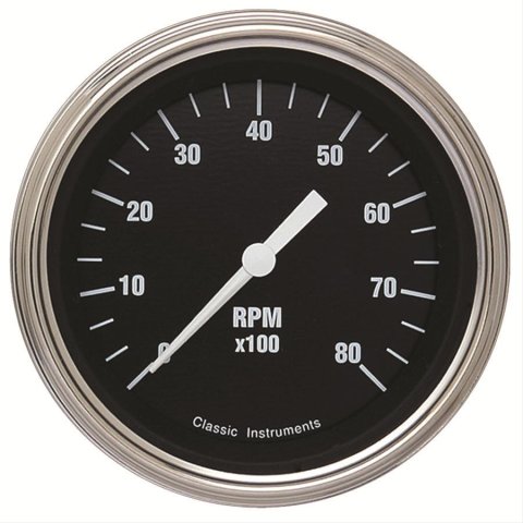 Classic Instruments Hot Rod Series Tachometers HR80SLF Gauge, Electronic, Tachometer, 0-8,000 rpm, 3 3/8 in., In-dash, Black Face, Analog, V8, Each