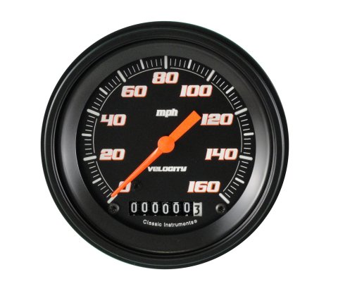 Classic Instruments Velocity Series Speedometers VS55BBLF Gauge, Velocity, Analog, Electrical, Speedometer, 3 3/8 in. Diameter, Black Face, Each