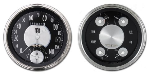 Classic Instruments All-American Tradition Series Gauge Sets AT62SLC Gauges, Analog, All-American, Speedometer, Tachometer, Fuel Level, Water Temperature, Oil Pressure, Voltmeter