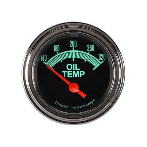 Classic Instruments G-Stock Series Gauges GS28SLF Gauge, Series, Oil Temperature, 140-320 degrees F, 2 1/8 in., Black Face, Analog, Electrical, Each