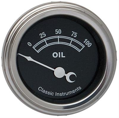 Classic Instruments Traditional Series Gauges TR81SLC Gauge, Series, Analog, Oil Pressure, 0-100 psi, 2 1/8 in. Diameter, Black Face, Electrical, Each
