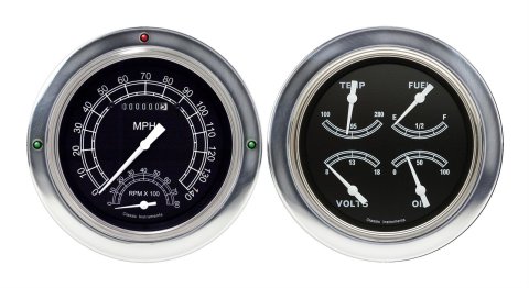 Classic Instruments 1954-55 Chevy Pickup Package Gauge Sets CT54TR62 Gauges, Traditional, Speedometer, Tach, Water Temperature, Fuel Level, Voltage, Black Face, Analog, Chevy, Kit