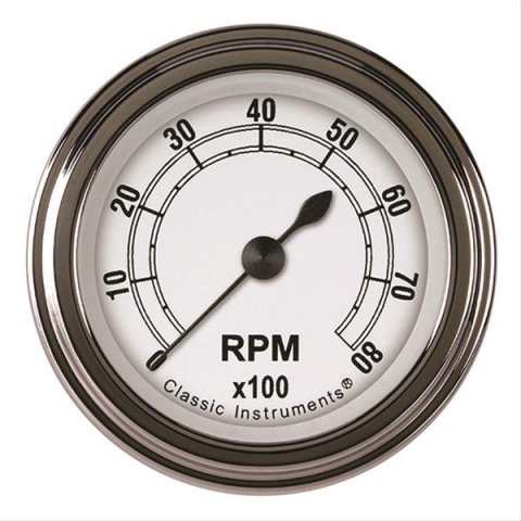 Classic Instruments White Series Tachometers CW183SLF Tachometer, CLASSIC WHITE 2" TACHOMETER FULL SWEEP
