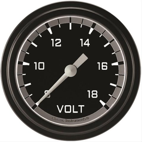 Classic Instruments Auto Cross Gray Series Gauges AX330GBLF Gauge, Series, Voltmeter, 2 5/8 in., 8-18 V, Low Step Bezel, Analog, Electrical, Each