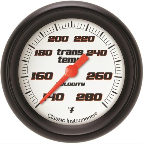 Classic Instruments Velocity Series Gauges VS327WBPF Gauge, White Series, Transmission Temperature, 140-280 Degrees F, 2 5/8 in., Performance Bezel, Analog, Electrical, Each