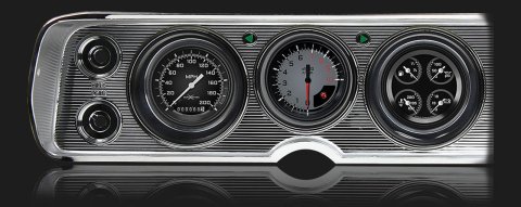 Classic Instruments 1964-65 Chevelle Package Gauge Sets CV64AXG Kit, AutoCross Gray Series, Direct Fit, Chevy, Chevelle, 1964-1965, Speedometer, Tach, Fuel Level, Oil Pressure, Water Temp, Voltmeter, Kit
