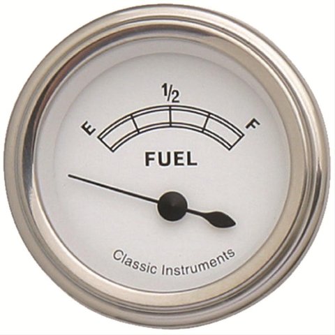 Classic Instruments White Series Gauges CW09SLC Gauge, Series, Fuel Level, Empty-Full, 2 1/8 in., Face, Analog, Electrical, Each