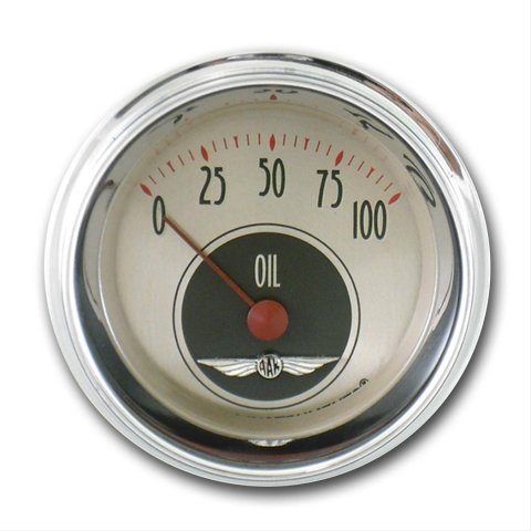 Classic Instruments All-American Nickel Series Gauges AN81SHC Gauge, All-American, Oil Pressure, 0-100 psi, 2 1/8 in., Analog, Electrical, Each