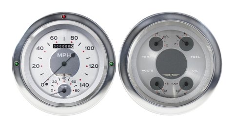 Classic Instruments 1954-55 Chevy Pickup Package Gauge Sets CT54AW62 Gauges, All American Original, Electronic, Water Temp, Volt, Oil Pressure, Fuel Level, Speedo, Tach,