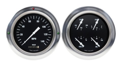 Classic Instruments 1954-55 Chevy Pickup Package Gauge Sets CT54HR52 Gauges, Hot Rod, Speedometer, Water Temperature, Fuel Level, Voltage, Black Face, Analog, Chevy, Kit