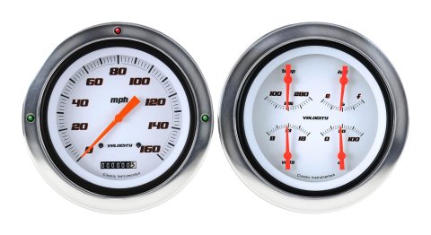 Classic Instruments 1954-55 Chevy Pickup Package Gauge Sets CT54VSW52 Gauges, Velocity, Speedometer, Tachometer, Water, Volt, Oil, Fuel, Black Face, Black Bezel, Chevy, Kit