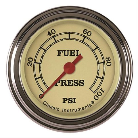 Classic Instruments Vintage Series Gauges VT146SLF Fuel Pressure Gauge, VINTAGE 2" FUEL PRES 100psi ELECT FULL SWEEP