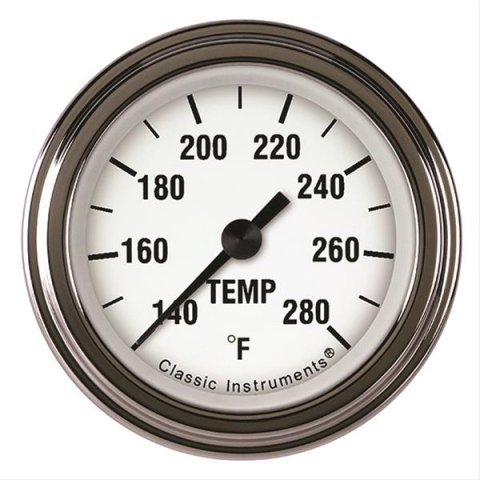 Classic Instruments White Hot Series Gauges WH126SLF-02 Gauge, Series, Water Temperature, 140-280 Degrees F, 2 1/8 in., Analog, Electrical, Each