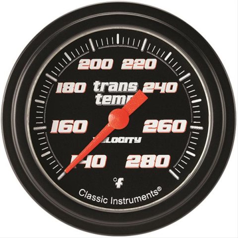 Classic Instruments Velocity Series Gauges VS327BBLF Gauge, Black Series, Transmission Temperature, 140-280 Degrees F, 2 5/8 in., Low Step Bezel, Analog, Electrical, Each