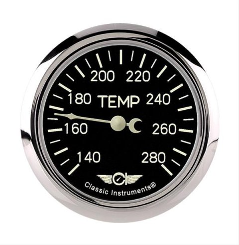 Classic Instruments Series Gauges CL326SRC-04 Gauge, Analog, Series, Water Temp, 140-280 Degrees F, 2 5/8 in. Diameter, Black Face, Full Sweep, Each