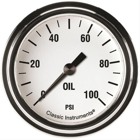 Classic Instruments White Hot Series Gauges WH381SLF Gauge, Series, Oil Pressure, 0-100 psi, 2 5/8 in., Analog, Electrical, Each