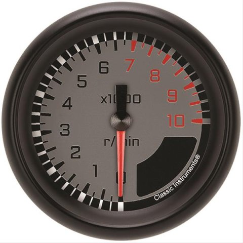 Classic Instruments Auto Cross Gray Series Tachometers AX383GBPF Autocross w/ Black Performance Bezel 2 5/8" Tachometer Full Sweep