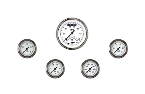 Classic Instruments White Hot Series Gauge Sets WH135SLF Set, Hot, 3 3/8 in. Tachometer, Speedometer, 2 1/8 in. Fuel, Oil, Temp, Volts, Set of 5