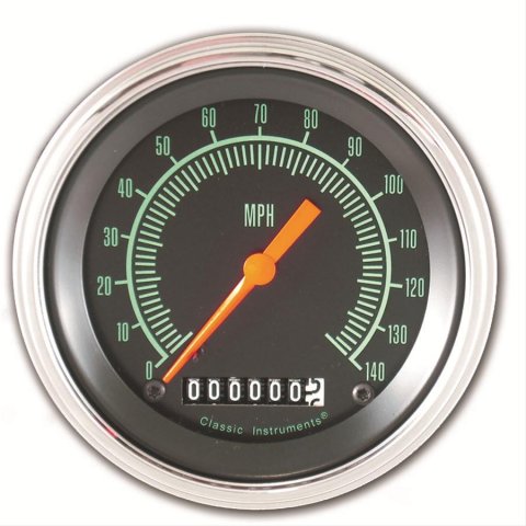 Classic Instruments G-Stock Series Speedometers GS55SLF Speedometer, G-Stock, 3 3/8 in. Diameter, 0-140 mph, Analog, Electrical, Flat Face, Each